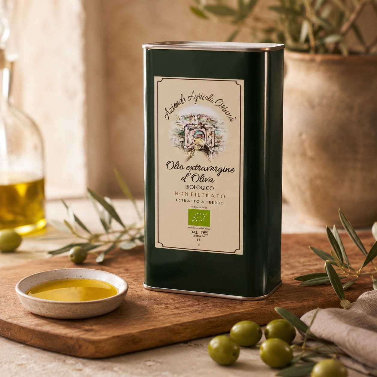 Oliwa z oliwek extra vergine BIO niefiltrowana 1 l - puszka