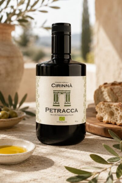 Oliwa z oliwek extra vergine Petracca marki Azienda Agricola Cirinnà w eleganckiej butelce 0,5 l (50 cl)